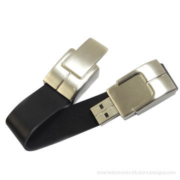 Leather bracelet USB flash drives, black/brown color, free logo printing, package, custom accepted